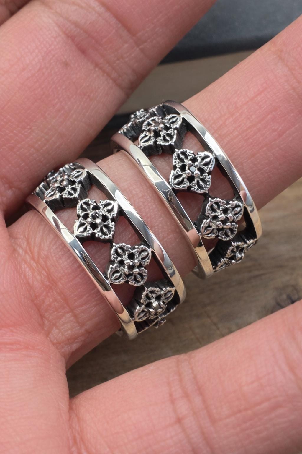 925 Sterling Silver 10mm Vajra Ring With Black Spinel | Dorje Band