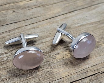 Natural rose quartz Gemstones Cufflinks, 925 sterling silver, Gift for Him, cufflink, silver jewelry,moonstone cufflink, Garnet cufflink