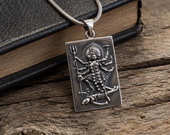 Hindu Goddess Kali pendant, Solid 925 Sterling Silver Pendant | Multi Arm Kali Jewelry | Spiritual Protection Amulet | Yoga Meditation Gift