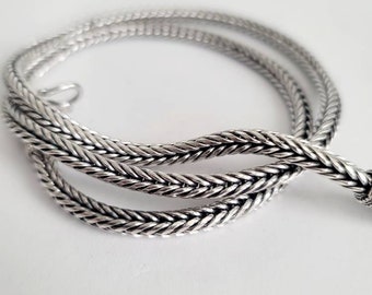 4mm square rope Chain necklace, 925 sterling silver necklace, 24 &quot; rope chain, Silver chain, heavy chain , long chain