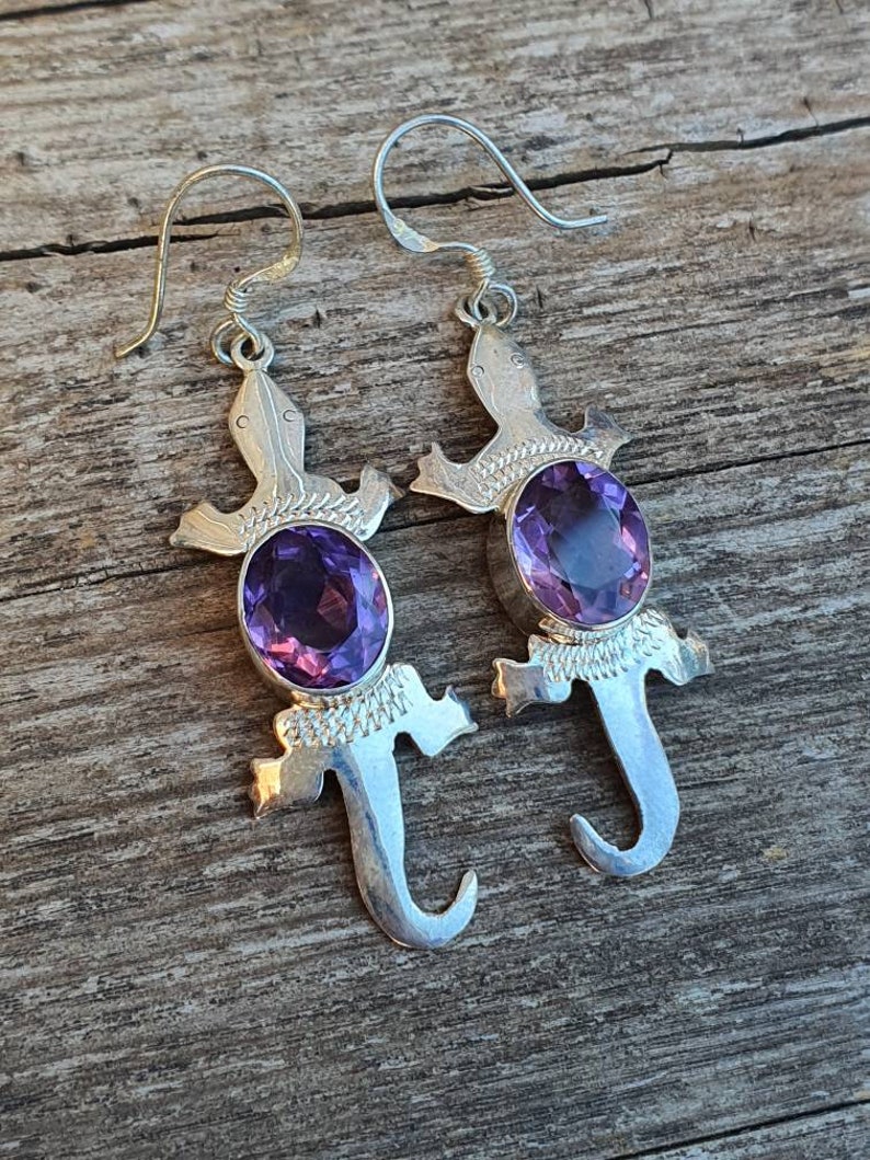 925 sterling silver Natural Gemstones Reptile Earring