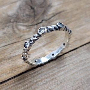 8 Zircon stackable boho ring, 925 sterling silver ring, silver band ring, stackable rings, boho ring, gift for her, silver ring