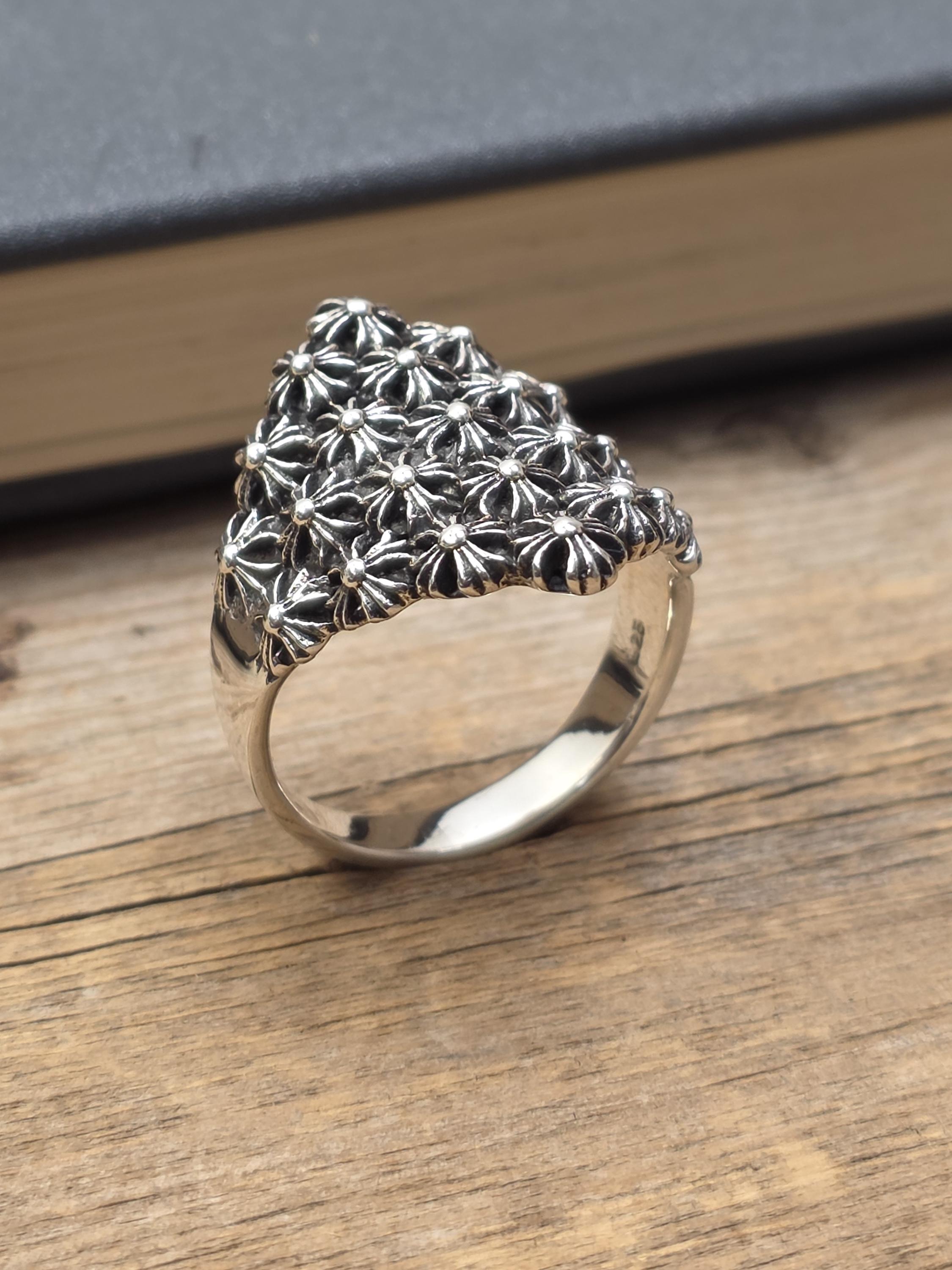 925 Sterling Silver Cross Fleury Ring | Solid Silver Fleur-de-lis 
