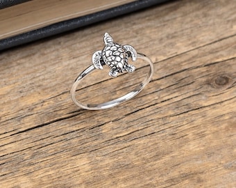 Sterling Silber Schildkröte Ring, Silber Schildkröte Ring, Meer Schmuck, Strand-Liebhaber Geschenk, Küstentier Ring, Schildkröte Schmuck