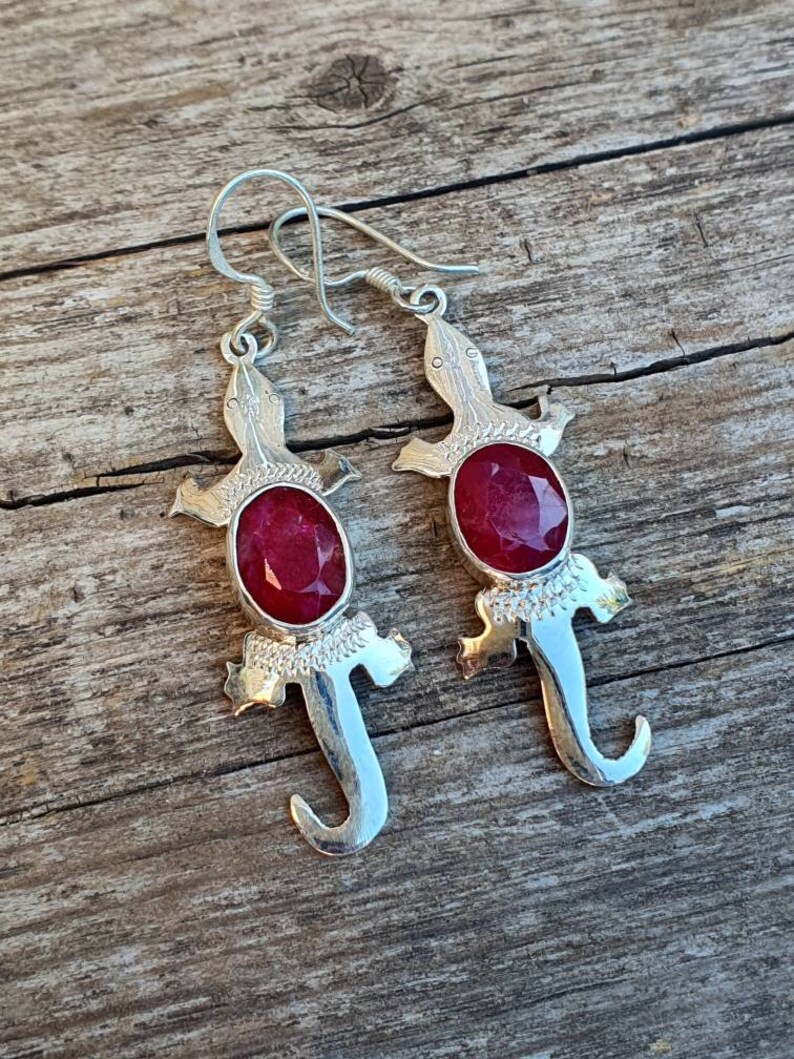 925 sterling silver Natural Gemstones Reptile Earring