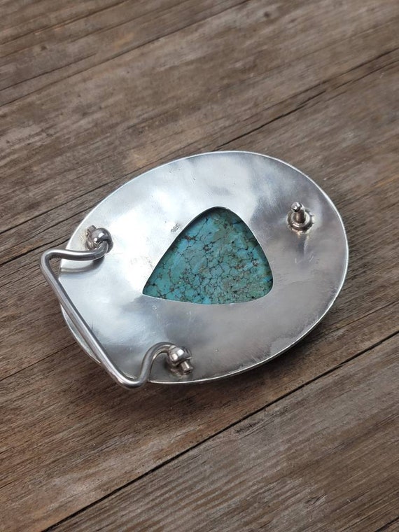 ターコイズ　SILVER 925 バックル　vintage ターコイズベルトバックル、925スターリングシルバーバックル、ユニ