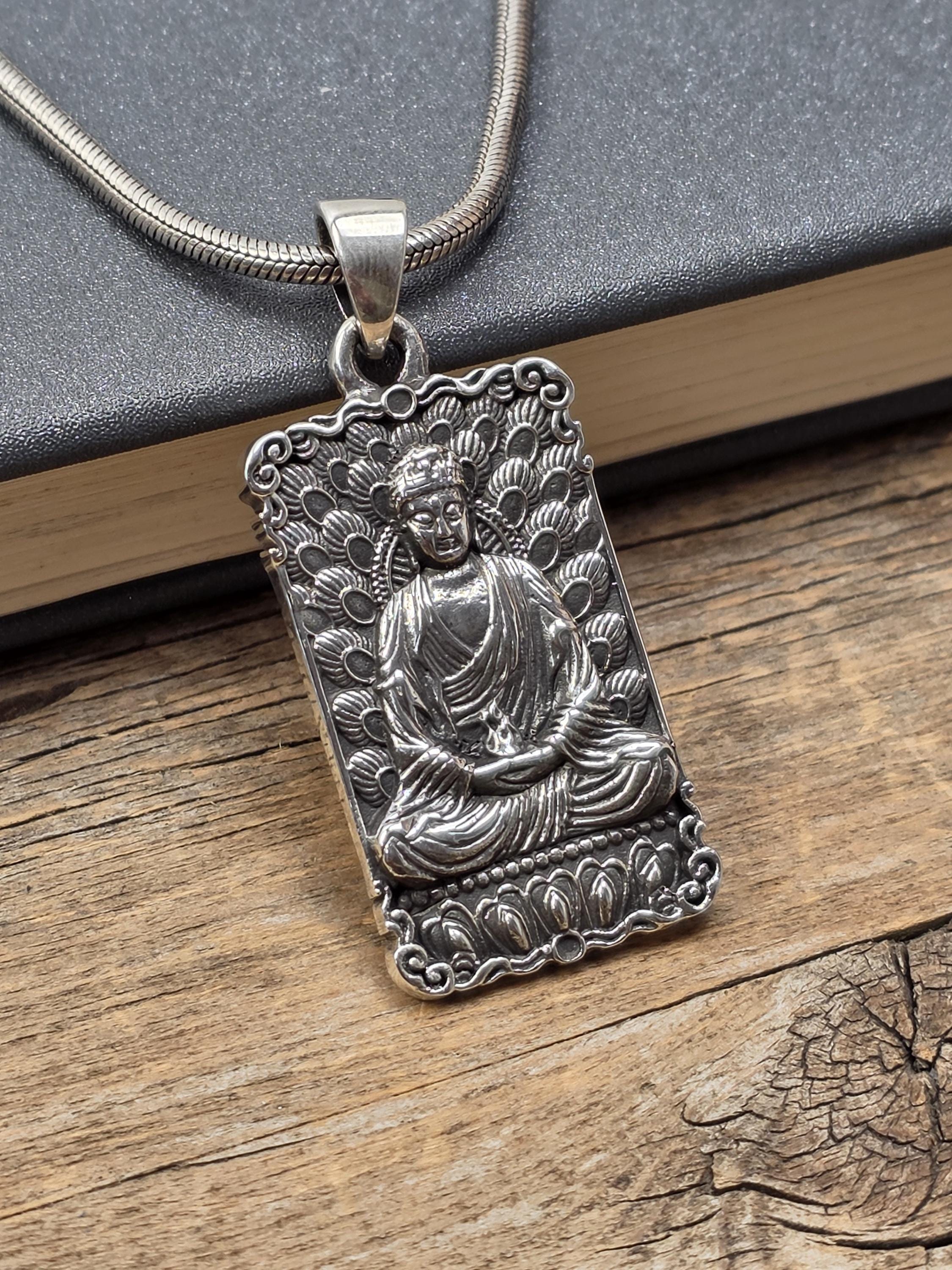 Buddha Meditation Pendant, 925 Sterling Silver Buddha Pendant 925