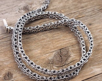 7mm flat heavy Chain necklace, 925 sterling silver chain, gift for him, 22&quot; silver chain, solid silver chain, unisex jewelry