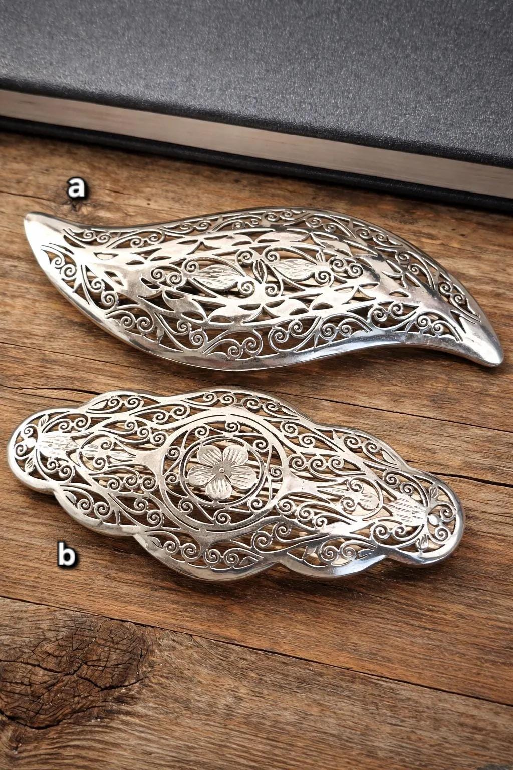 Silver Floral Filigree Hair Barrette - Women Accessories made in france il_fullxfull.7650026377_5s8a.jpg main image 4