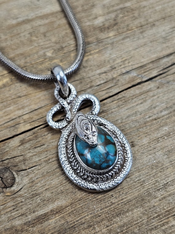 ♦Vintage♦ メキシコ製 シルバー925 ターコイズ スネーク ペンダント Vintage メキシコ製 シルバー925 ターコイズ スネーク ペンダント