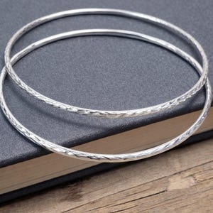 1.5 mm Textured Thin Stackable Bracelets, 925 sterling silver bangle, women jewelry, silver bangle, gift for her, stackable bangle