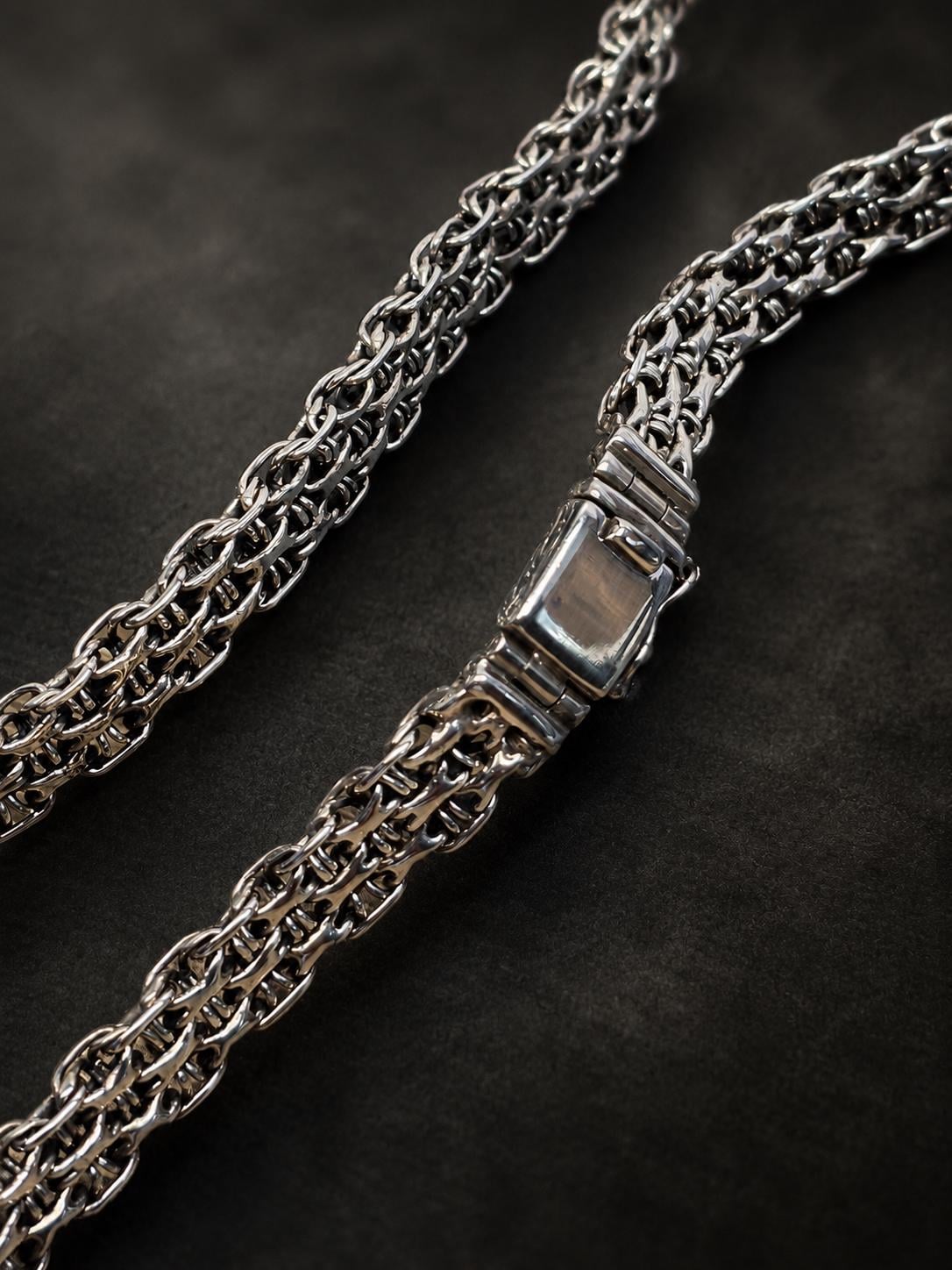 7mm Sterling Silver Byzantine Chain Necklace, Heavy Solid 925 7mm Sterling Silver Byzantine Chain Necklace, Heavy Solid 925