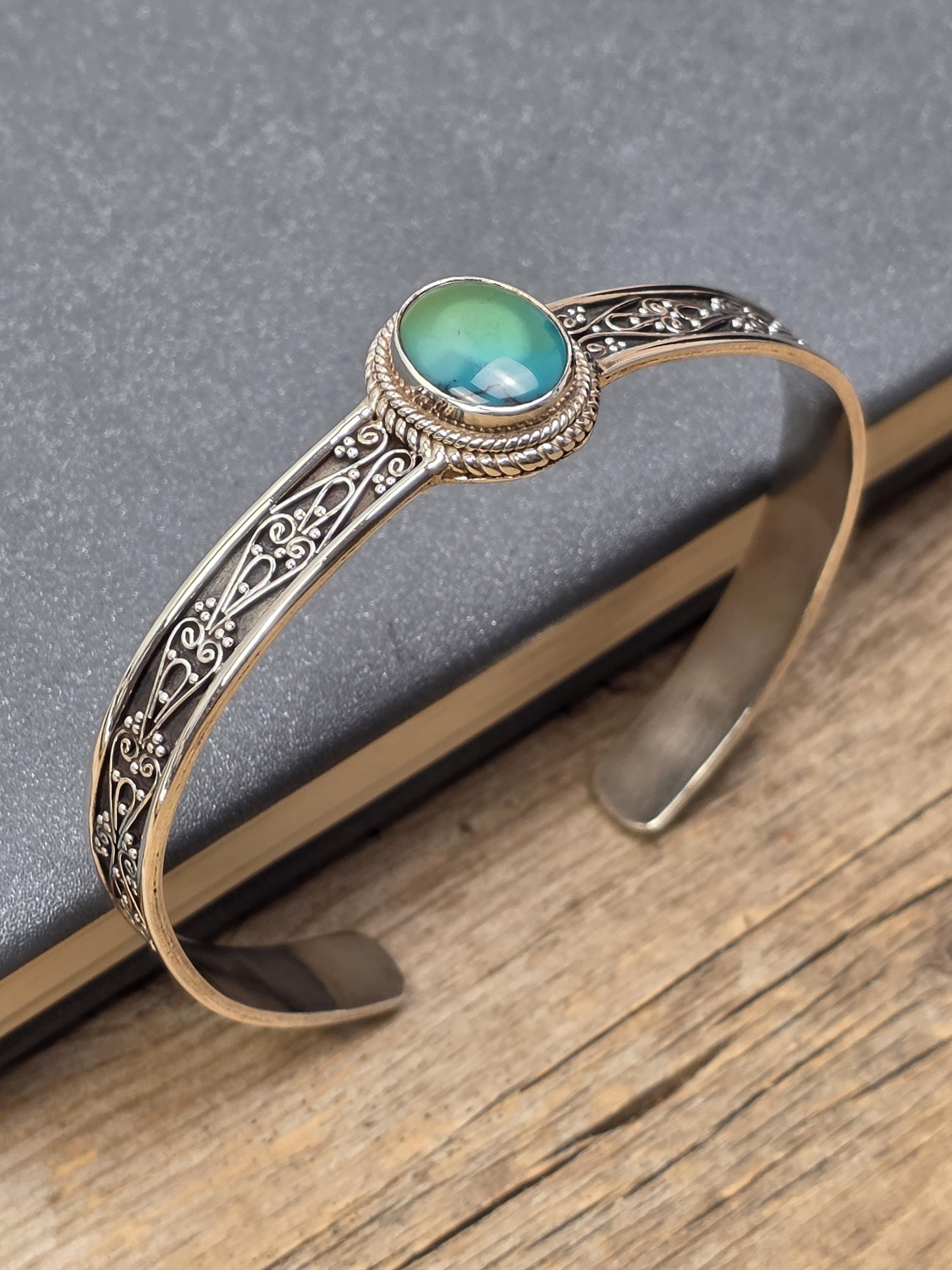 Bracelet jonc en argent sterling 925 avec pierres