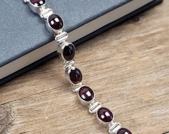 Garnet Bracelet, 925 sterling silver bracelet, garnet jewelry, garnet bangle, silver bangle, silver bracelet, women bangle