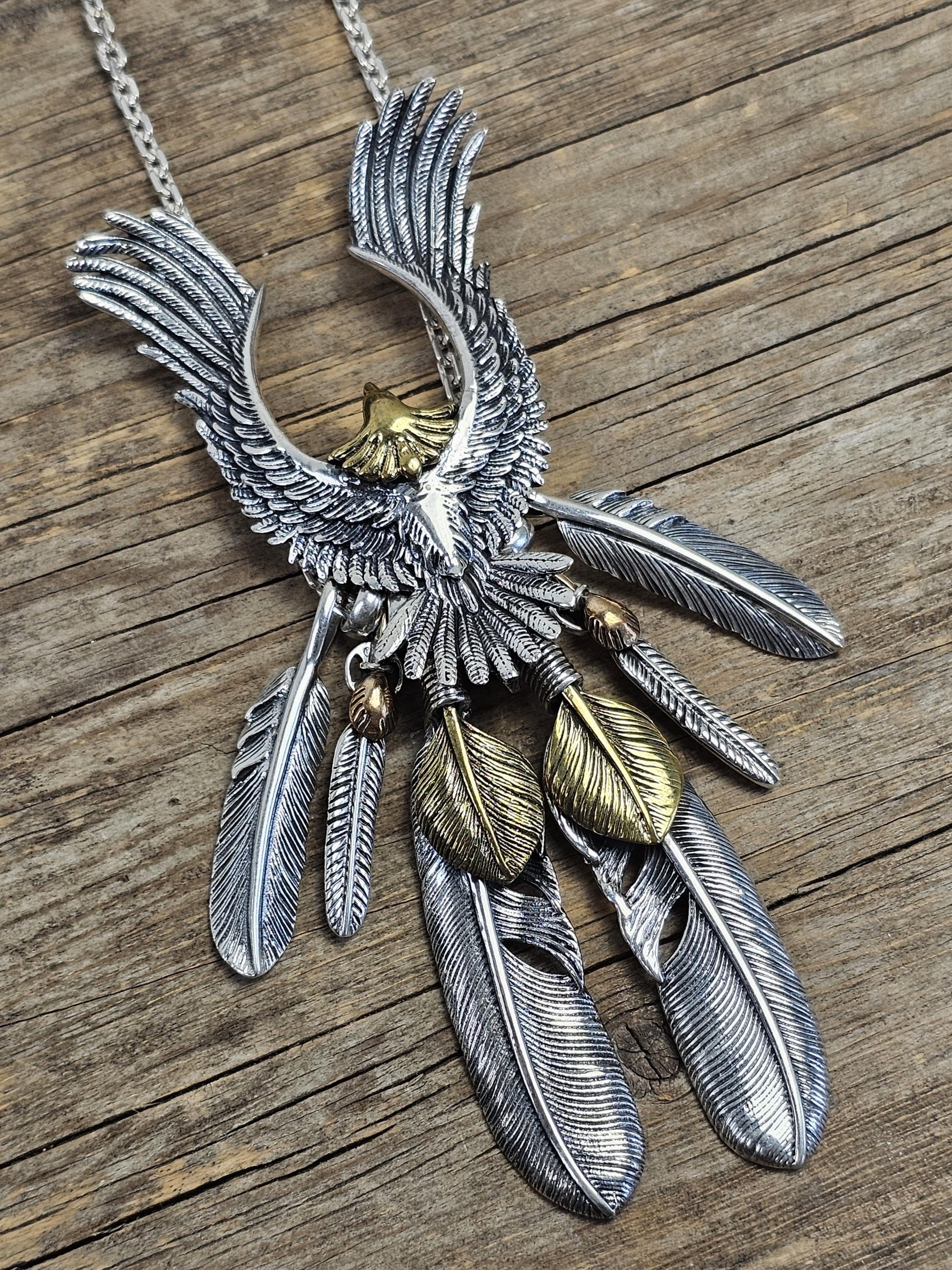 Huge Flapping Wings Vintage Native American Navajo Turquoise Sterling Silver Eagle Necklace Huge Flapping Wings Vintage Native American Navajo Turquoise Sterling Silver Eagle Necklace