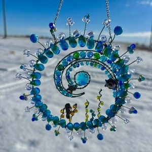Ocean theme glass bead suncatcher