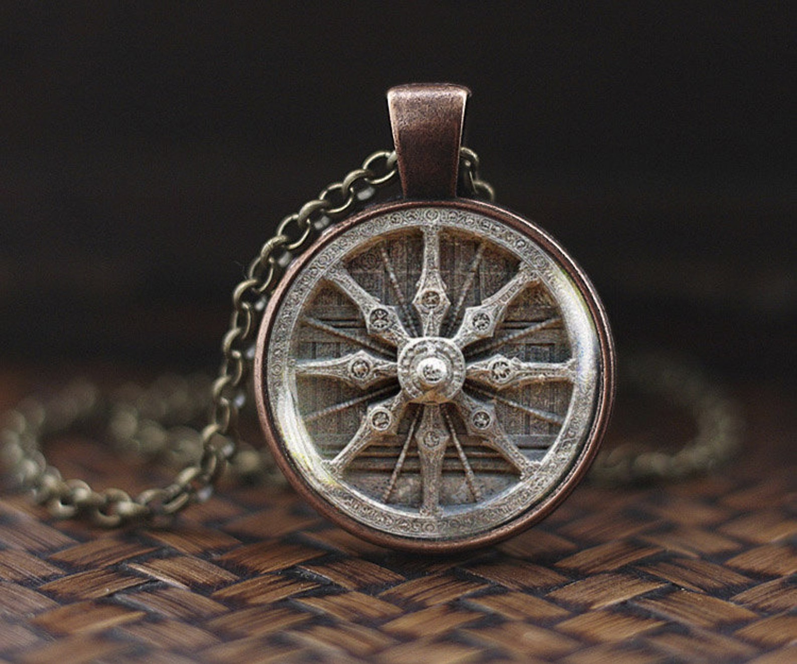 Dharma Wheel Necklace Buddhism necklace Buddhist jewelry Etsy
