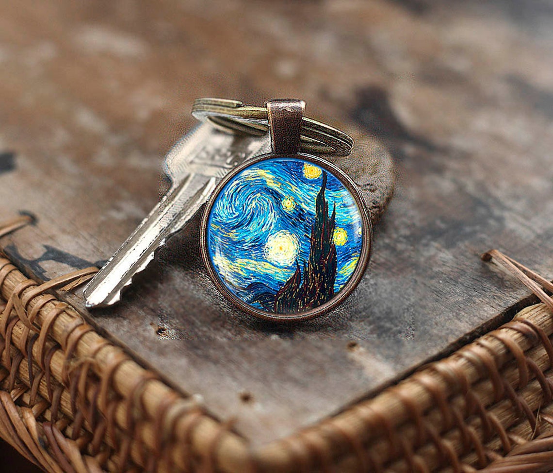 Van Gogh Keychain Starry Night KeychainVan Gogh giftClassic Etsy
