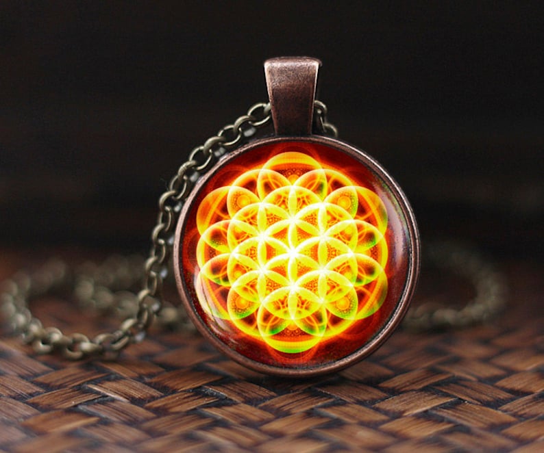 Flower of Life pendant Sacred Geometry necklace Flower of | Etsy