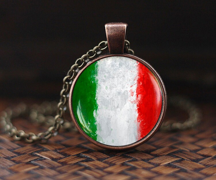 Flag of Italy Necklace Italian Flag Jewelry Country Flag Etsy