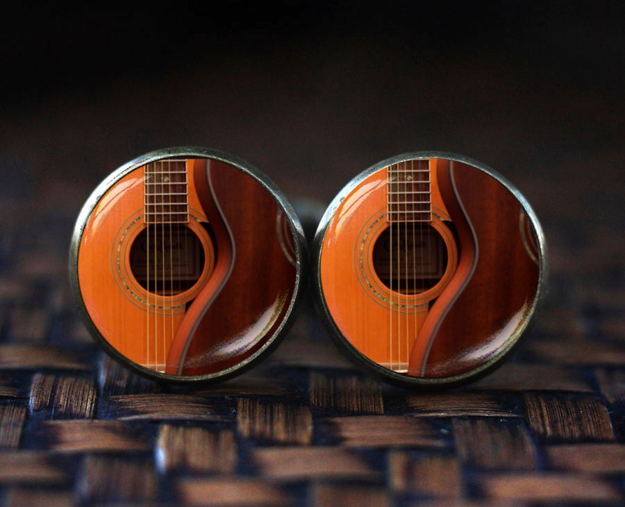 Solid Bronze Acoustic Guitar Cufflinks Solid Bronze Acoustic Guitar Cufflinks