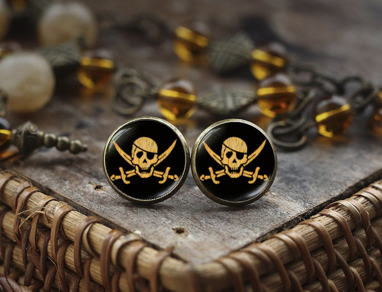 Pirate stud earrings Skull and Swords earrings skull | Etsy