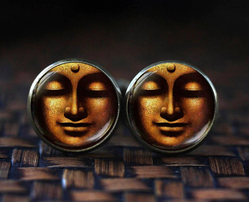 Buddha face cufflinks Buddhist cufflinks, Yoga Meditation cufflinks Spiritual Yoga cufflinks gift