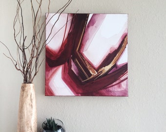 Original Red Abstract Acrylic Painting - 16" x 16"