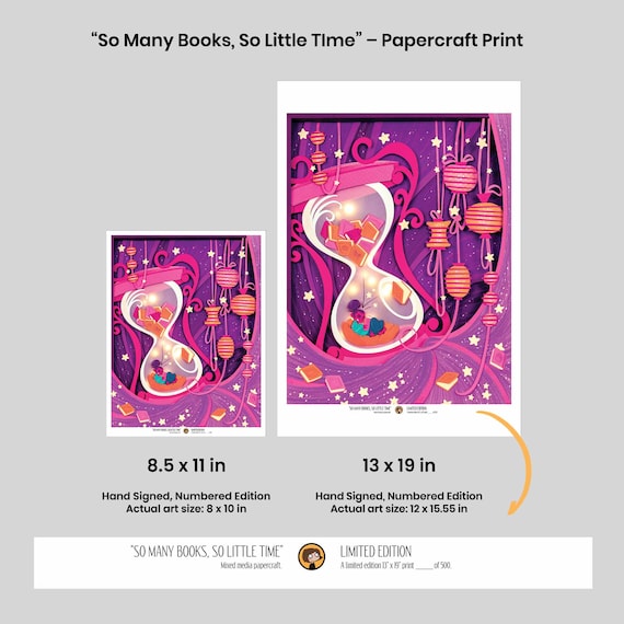 So Many Books, so Little Time - Papercraft Print - Etsy
