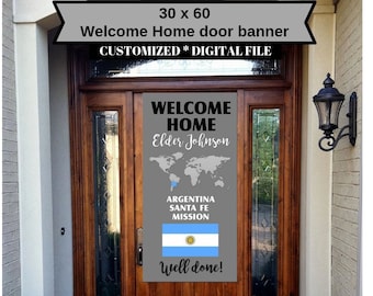 Welcome Home Door Banner, Well Done Return Missionary Sign, digital