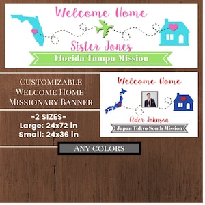 LDS Missionary Welcome Home poster/banner met kaart of foto (digitaal bestand)