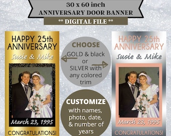 Happy Anniversary photo Door Banner, congratulations sign, digital