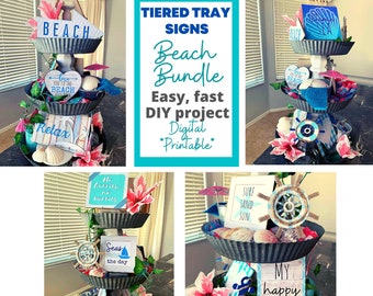 Tiered Tray signs, Summer BEACH bundle, digital, printable, do it yourself (jpg file)