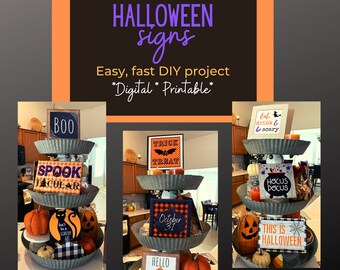 Tiered Tray signs, Halloween bundle, digital, printable, do it yourself (jpg file)