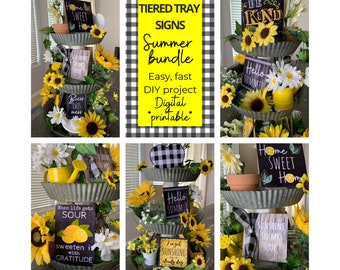 Tiered Tray signs, Summer bundle, digital, printable, do it yourself (jpg file)