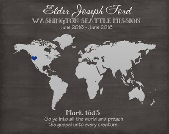 LDS Missionary Map Chalkboard Sign 8x10 (customized printable)