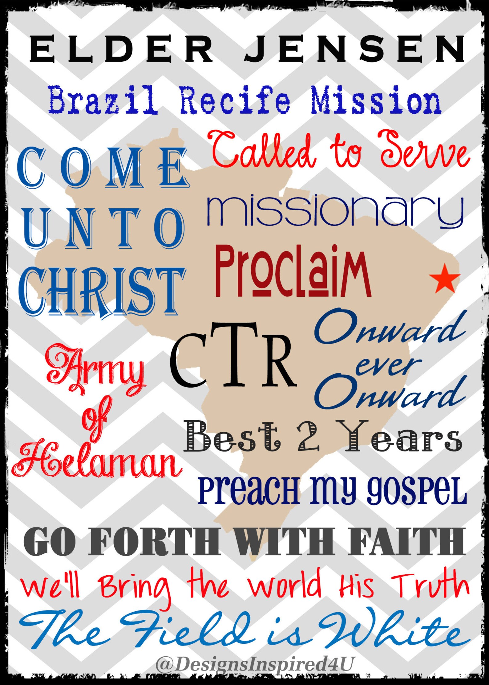 Customized LDS Missionary Map subway Art Printable Plaque - Etsy