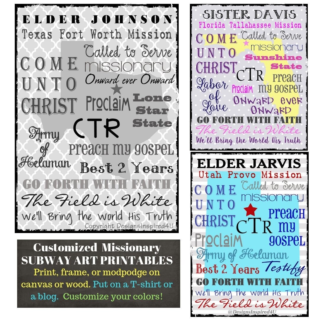 Customized LDS Missionary Map subway Art Printable Plaque Sign - Etsy ...
