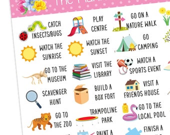 36 x Kids Adventure Bucket List Quality Time Stickers Countdown  Bike Picnic Beach Reminder Stickers Planner Diary Calendar