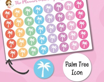 Palm Tree Vacation Planner Stickers – Beach Holiday Countdown Markers