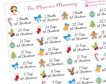 40 x Christmas Holiday Countdown bucket list reminder Markers Stickers Planner Diary Calendar