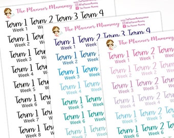 Australian School Term Stickers Pastel or Black White Planner Organiser Sticker Teacher Kikki K Australia