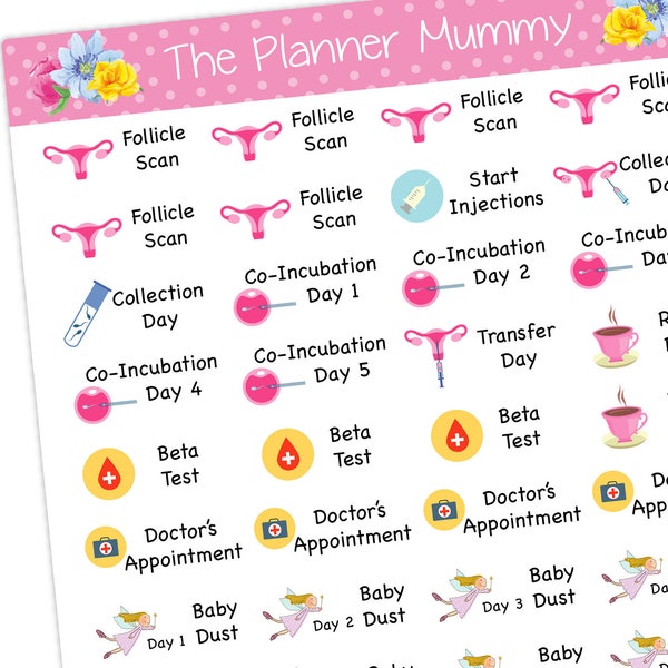 IVF Reminder Planner Stickers Doctor Appointments Fertility Treatment Pregnancy Tracker Reminder
