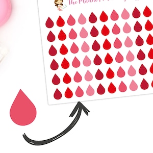 72 x Period Tracker Time of Month Blood Drop Donation Diary Calendar Reminder Happy Kikki K Party