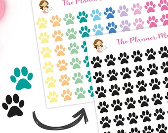 66 x Paw Print Dog Pet Cute Reminder Stickers Worming Flea Grooming Vet kikki K