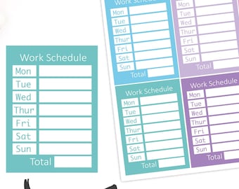 6 x Work Schedule Hours Total Planner Stickers Organiser Reminder Payday