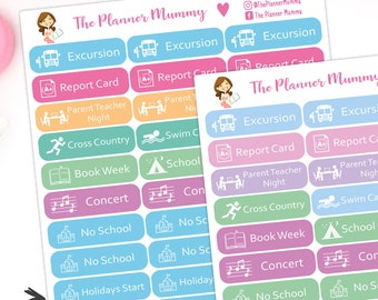 36 x School Term Events Exam Excursion Book Week Carnival Swimming Teacher Athletics Reminder Stickers Planner Diary Calendar Kikki K Erin
