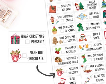 Mega Bucket list for Christmas Holiday Countdown bucket list reminder Markers Stickers Planner Diary Calendar