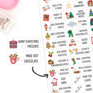 Mega elenco dei desideri per le vacanze di Natale Promemoria dell'elenco dei desideri per il conto alla rovescia Indicatori Adesivi Pianificatore Diario Calendario