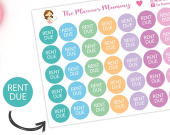 Rent Due round icon Planner Stickers Organiser Reminder rent tracker reminder